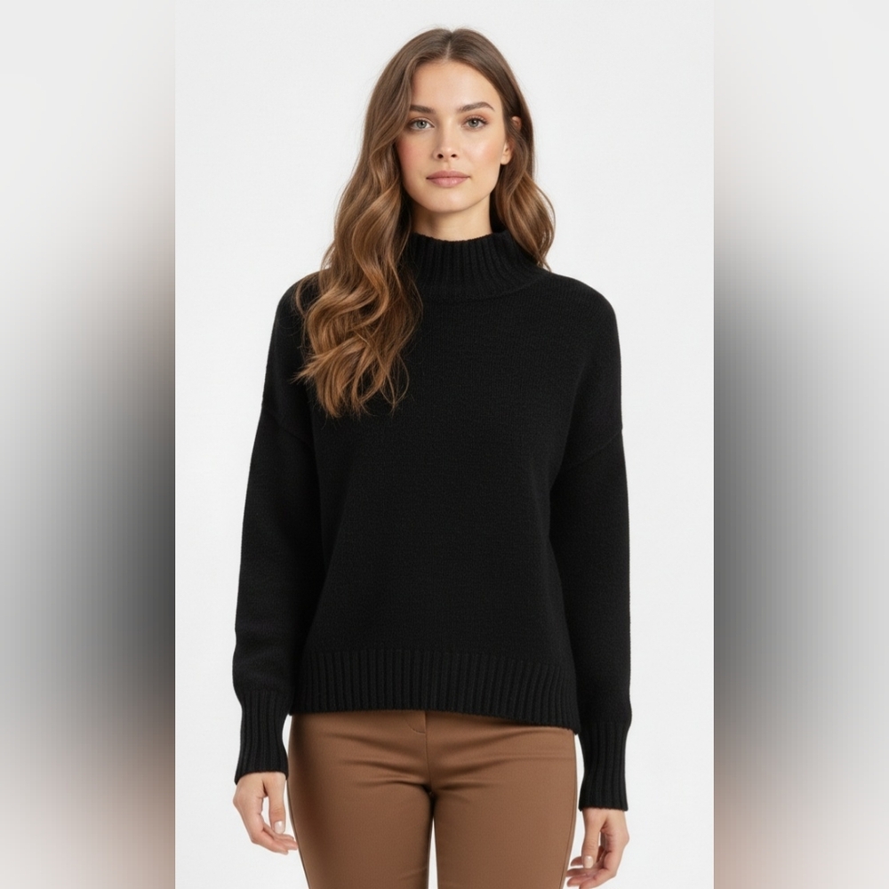 Free People Like New Afterglow Mock Neck Women's Sweater - Jet Black SP